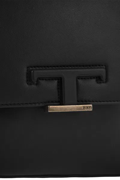 Tod's T Timeless Mini Leather Shoulder Strap In Black