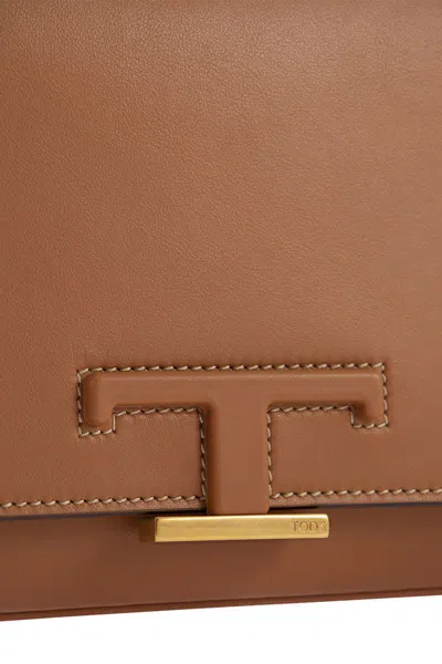 Shop Tod's T Timeless Leather Mini Bum Bag In Cognac