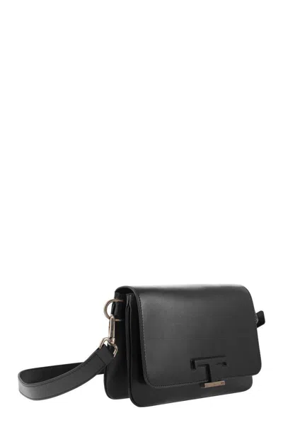 Tod's Leather Mini Bum Bag With Custom Coated Metal Accessory In Black