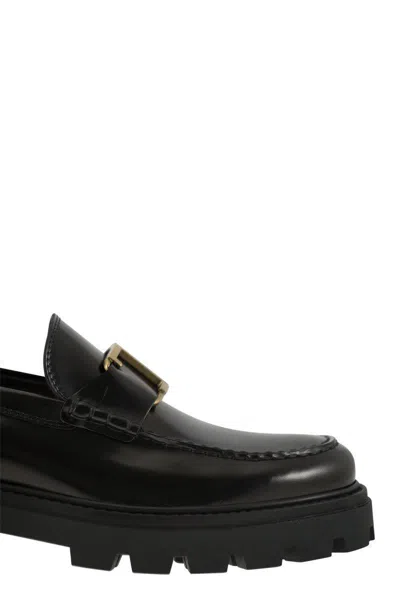 Shop Tod's Timeless Leather Loafer T In Black