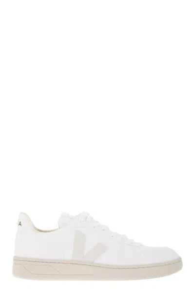 Shop Veja Leather Trainers With Logo In White