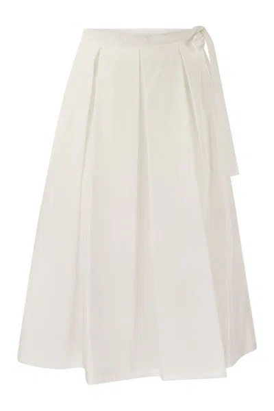 Shop Weekend Max Mara Donata - Pleated Skirt In Cotton Poplin In White