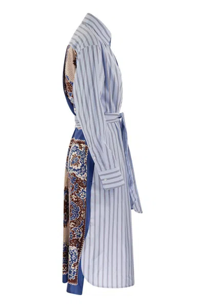 Shop Weekend Max Mara Edipo - Striped Poplin And Silk Chemisier Dress In Blue