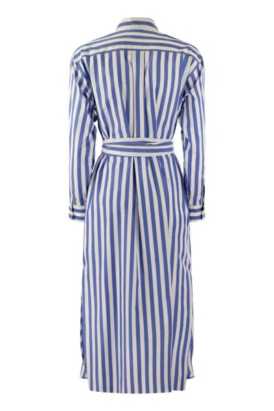 Shop Weekend Max Mara Falasco - Cotton Poplin Dress In Blue