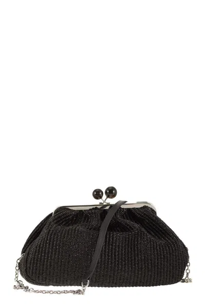 Shop Weekend Max Mara Fortuna - Pastry Bag Medium Raffia Effect In Black