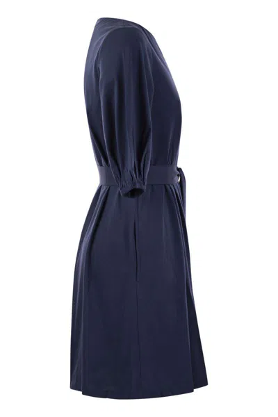 Shop Weekend Max Mara Jumbo - Cotton Poplin Dress In Blue