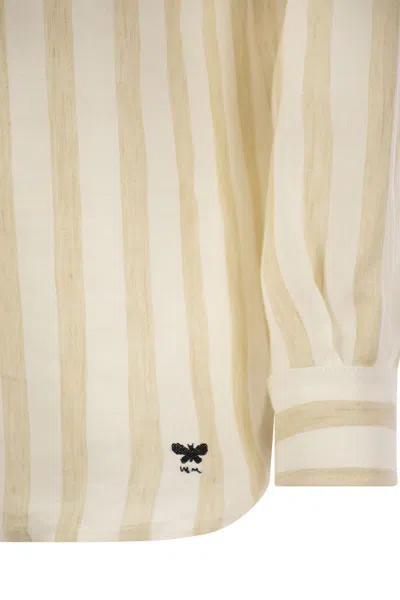 Shop Weekend Max Mara Lari - Classic Striped Linen Shirt In Beige