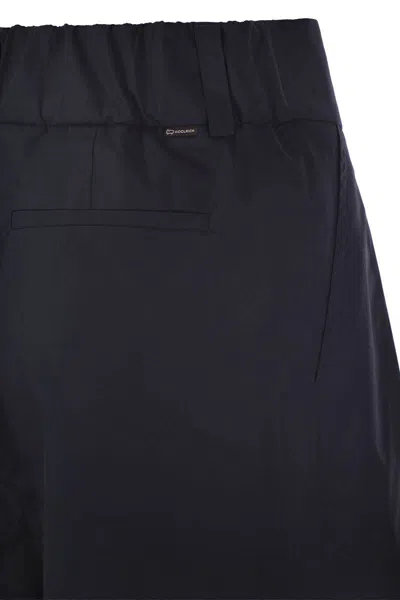 Shop Woolrich Cotton Pleated Trousers In Blue