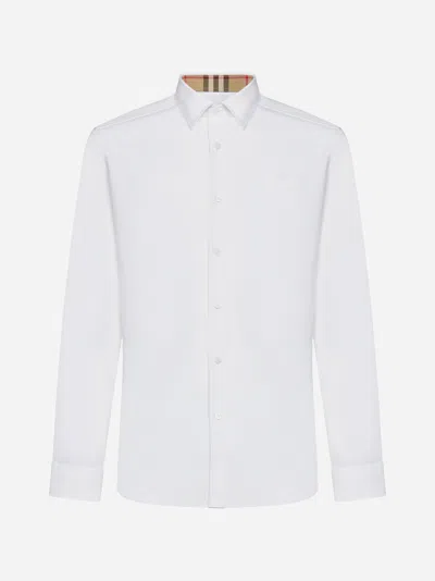 Shop Burberry Sherfield Stretch Cotton Shirt In White