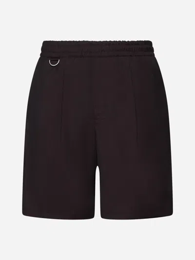 Shop Low Brand Tokyo Wool-blend Shorts In Dark Brown