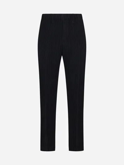 Shop Issey Miyake Pleated Fabric Trousers In Black