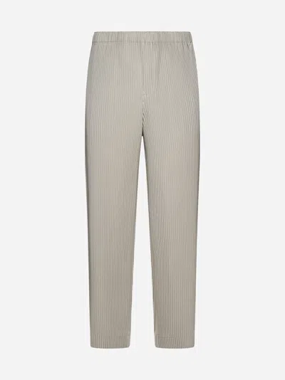 Shop Issey Miyake Pleated Fabric Trousers In Linen Beige