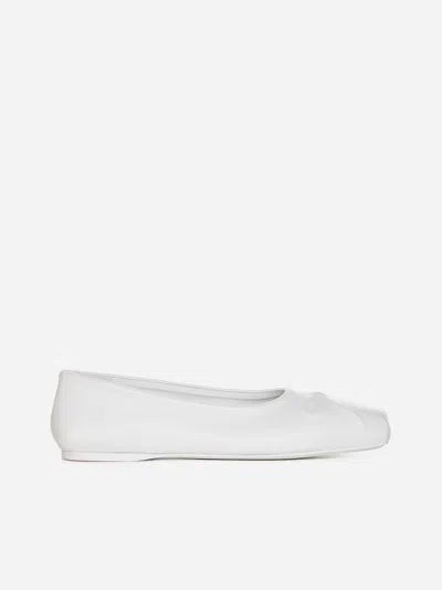 Shop Marni Leather Ballet Flats In Lily White