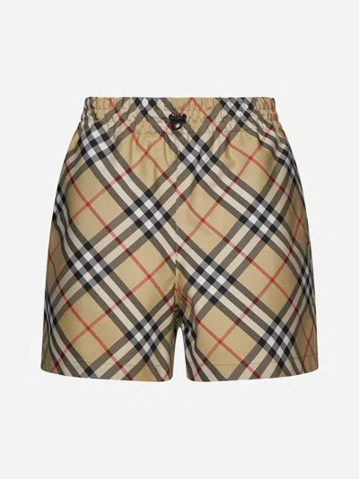Shop Burberry Check Print Shorts In Sand