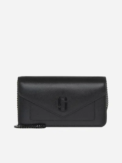 Shop Marc Jacobs The Long Shot Leather Wallet On Chain In Black