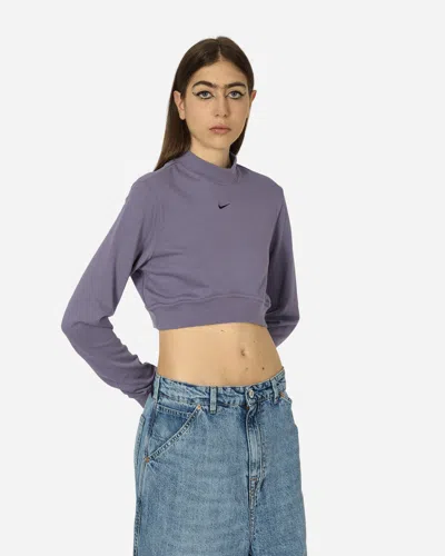 Shop Nike Crewneck Cropped French Terry Top Daybreak In Multicolor