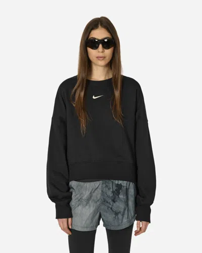 Shop Nike Phoenix Fleece Crewneck Sweatshirt Black In Multicolor