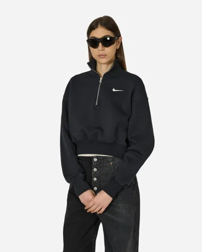 Shop Nike Phoenix Fleece 1/2 Zip Cropped Sweatshirt Black In Multicolor