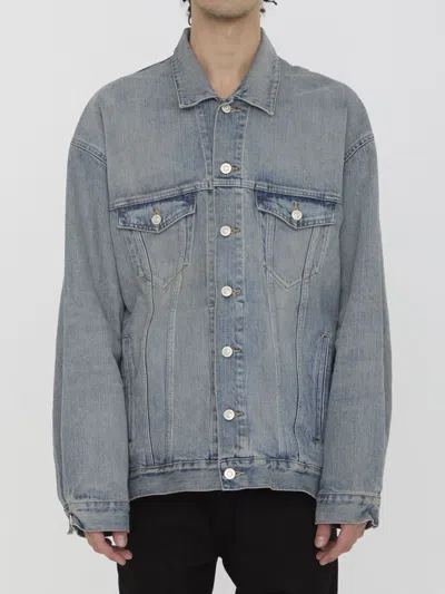 Balenciaga Off-the-shoulder Jacket In Blue