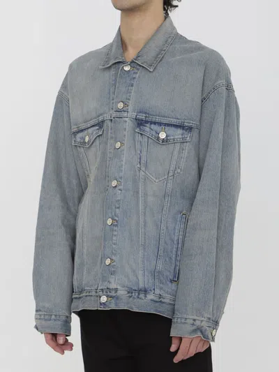Balenciaga Off-the-shoulder Jacket In Blue