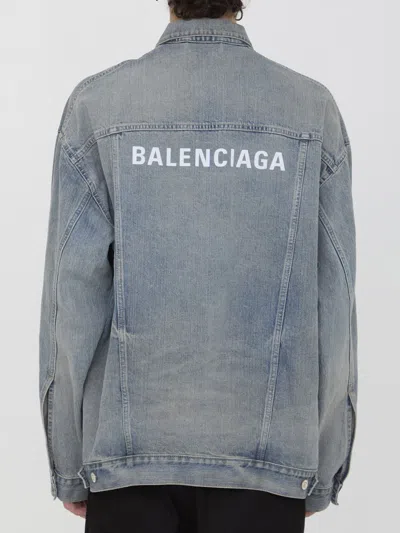 Balenciaga Off-the-shoulder Jacket In Blue