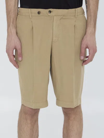 Pt Torino Elasticated Bermuda Shorts With Rear Flap Pockets In Beige