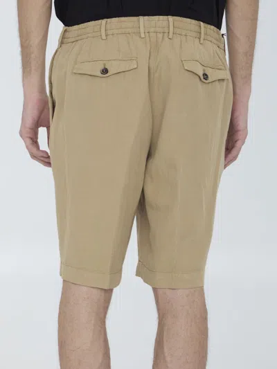Pt Torino Elasticated Bermuda Shorts With Rear Flap Pockets In Beige