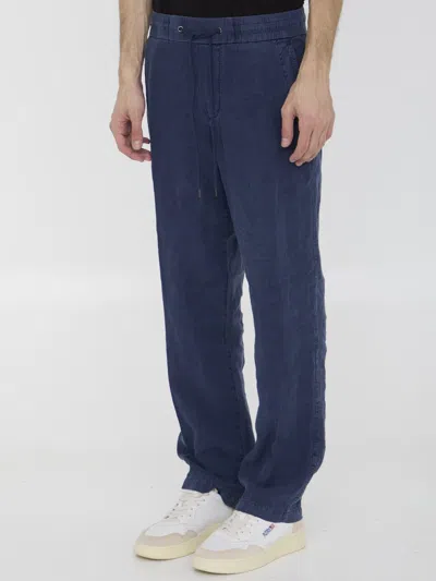 Shop James Perse Linen Pants In Blue