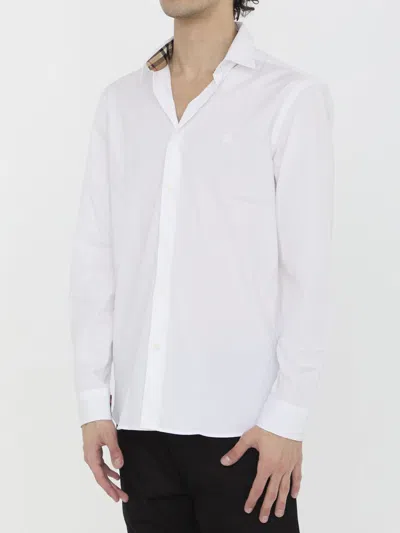 Shop Burberry Stretch Cotton Shirt In White