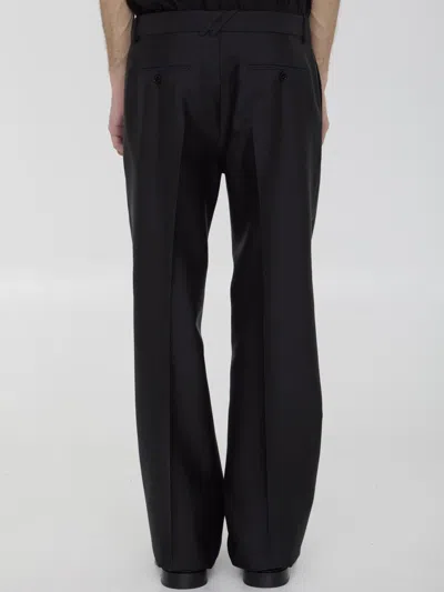 Burberry Suit Pants In Navy Blue Wool. Straight-leg Cut. Zippered Closure And Belt Clip. In Black