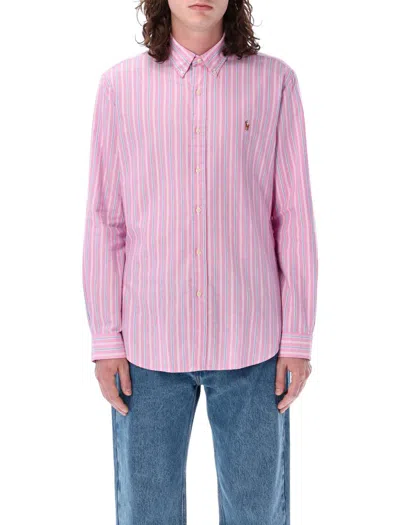 Shop Polo Ralph Lauren Classic Custom Fit Shirt In Pink Light Blu