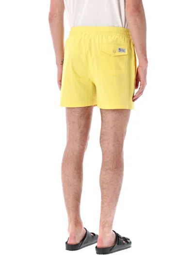 Shop Polo Ralph Lauren Tarveler Mid Trunck Slim Fit In Oasis Yellow