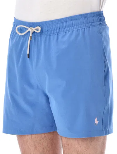 Shop Polo Ralph Lauren Tarveler Mid Trunck Slim Fit In New England Blue