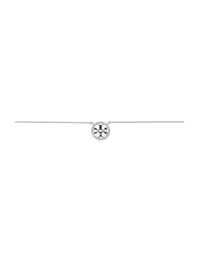 Shop Tory Burch Miller Pave Pendant Necklace In Tory Silver / Crystal