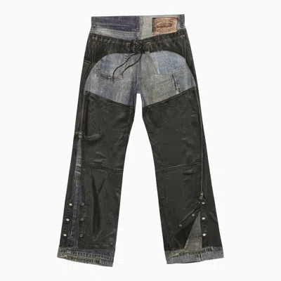 Shop Acne Studios Wide Denim Jeans With Print In Blue