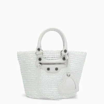Shop Balenciaga Le Cagole Small Basket Bag In White