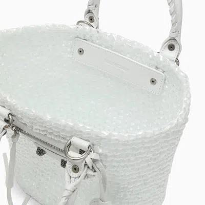 Shop Balenciaga Le Cagole Small Basket Bag In White