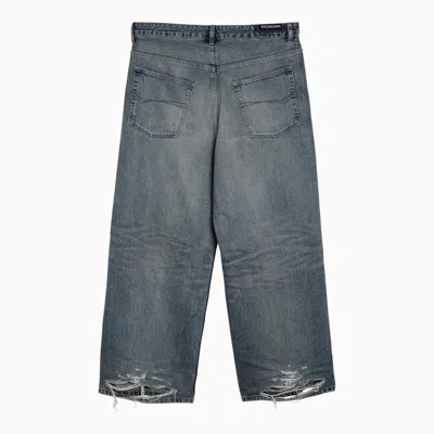 Shop Balenciaga Light Oversized Baggy Jeans In Washed Denim In Blue