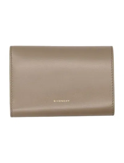 Shop Givenchy 4g- Medium Flap Wallet In Taupe