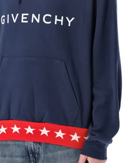 Shop Givenchy Boxy Fit Hoodie With Pocket In Deep Blue