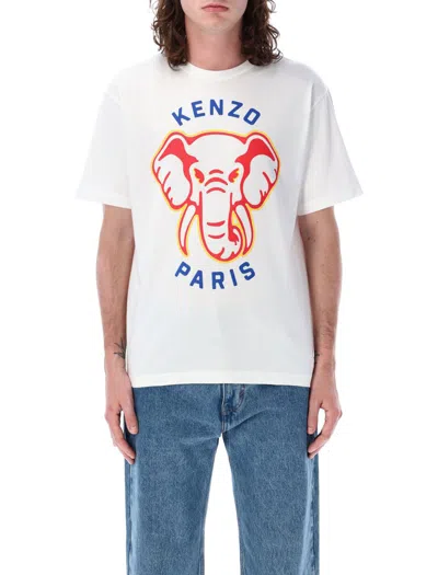 Shop Kenzo " Elephant" T- Shirt In Off White