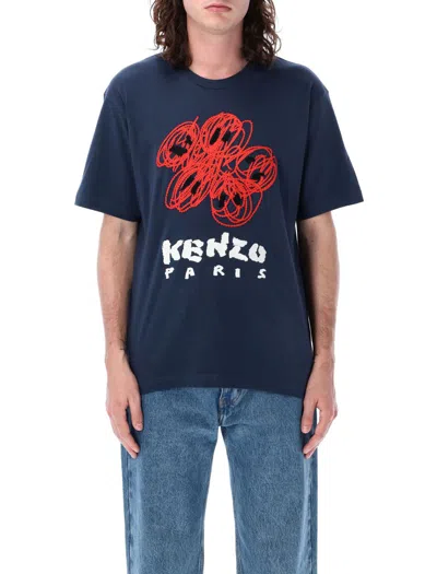 Shop Kenzo Drawn Varsity Classic T-shirt In Midnight Blue