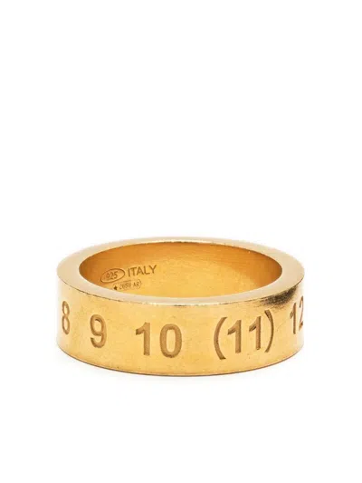Shop Maison Margiela Numerical Engraved Ring In Yellow Gold Plating Burattato