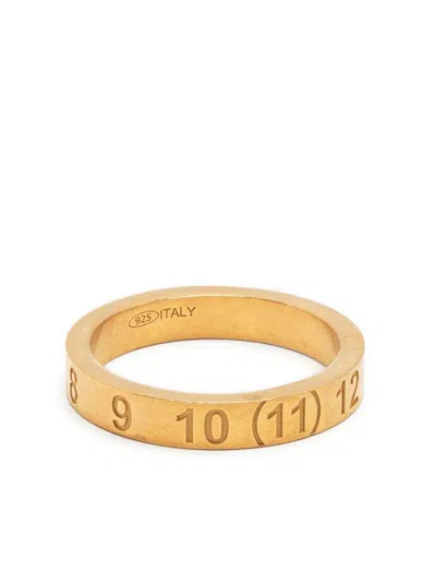 Shop Maison Margiela Numerical Engraved Ring In Yellow Gold Plating Burattato