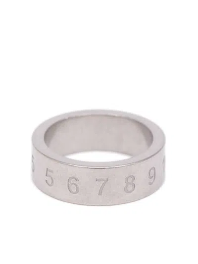 Shop Maison Margiela Numerical Engraved Ring In Silver