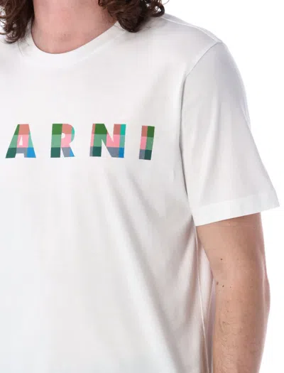Shop Marni T-shirt With Print Logo In Lily White