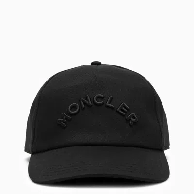 Shop Moncler Black Baseball Cap With Logo In White