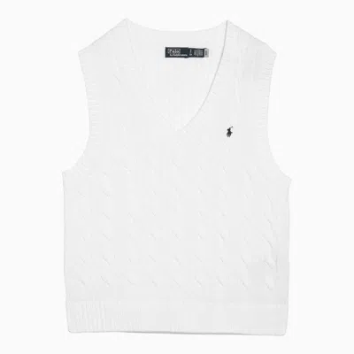 Shop Polo Ralph Lauren Cable-knit Waistcoat In White