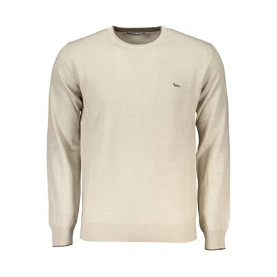 Shop Harmont & Blaine Beige Crew Neck Luxury Sweater With Embroidery