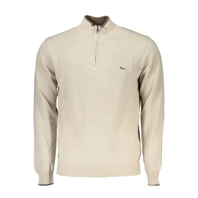 Shop Harmont & Blaine Beige Half-zip Sweater With Embroidery Detail